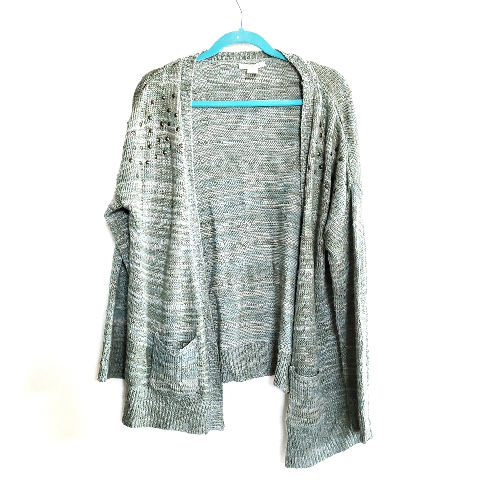 Green Studded Cardigan with Pockets